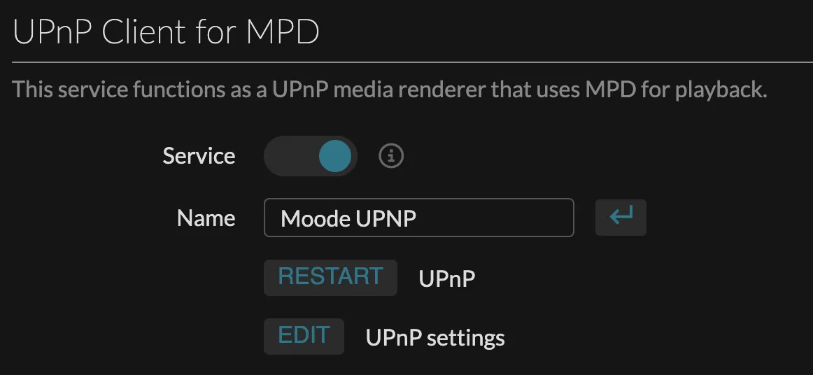 UPnP設定画面